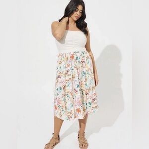 NWT Torrid Midi Jersey Challis Sweetheart Tube Dress Women’s Size 2X